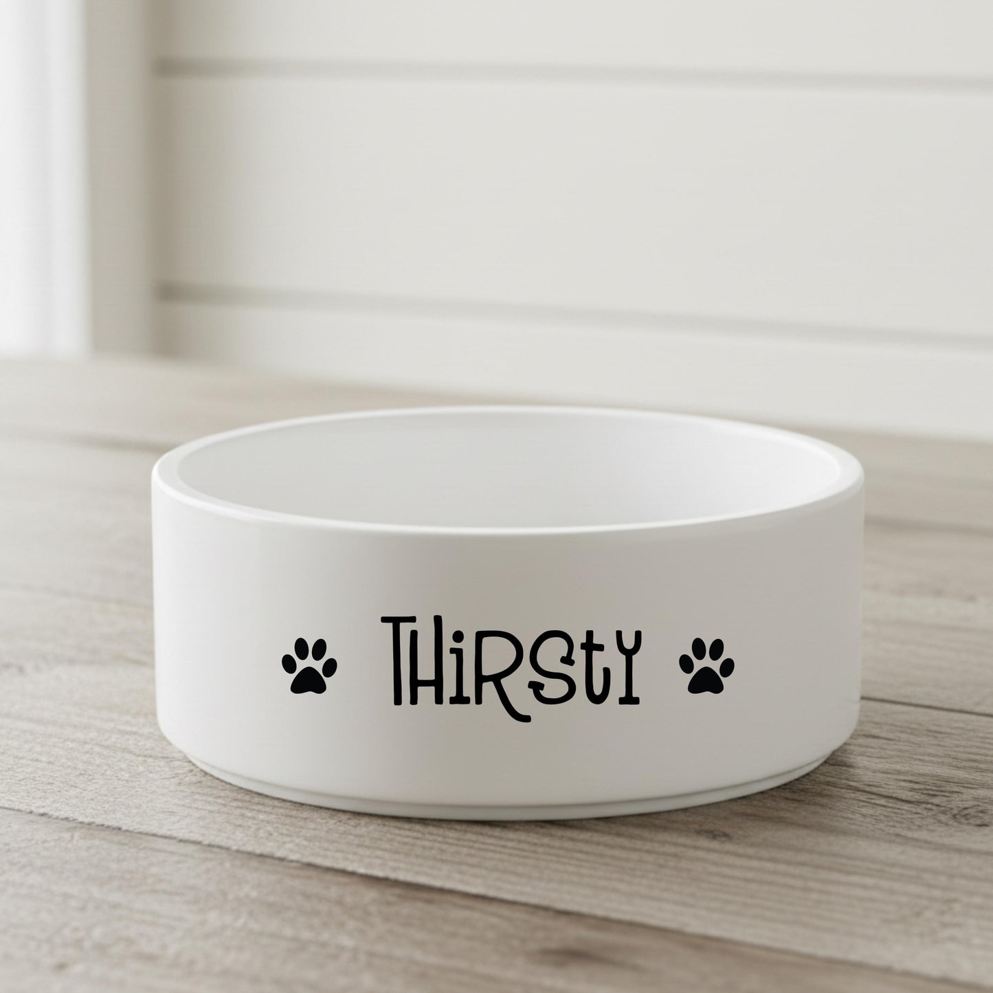 Thirsty Paw Prints Pet Bowl | Ceramic Dog Water Dish 16 oz