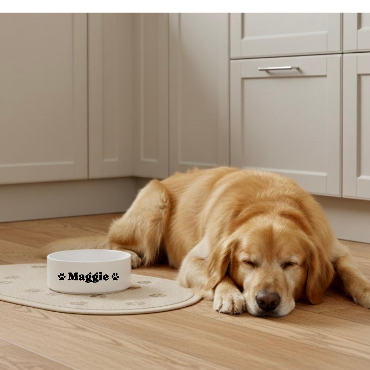 Personalized Name pet bowl | Your Dog's Name 16oz bowl with paw prints