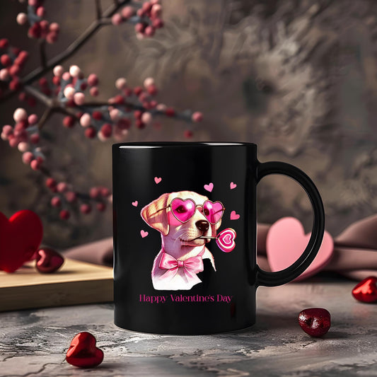 Valentine Labrador mug | Black Ceramic Coffee Cup
