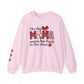 Dog Mama Crewneck Sweatshirt: Heart Sleeve, Paw Print, Gildan 18000