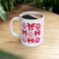 Ceramic Mug with Pink Paw Print and Bow: 11 oz or 15 oz