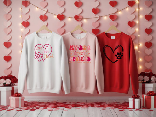 Valentine Dog Sweatshirt, Dog Mom Gift, Valentine's Day Apparel, Pet Lover Pullover, Dog Themed Sweater