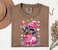 Dachshund Tee Pink Sweater: Valentine Hearts Unisex Graphic Shirt