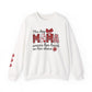 Dog Mama Crewneck Sweatshirt: Heart Sleeve, Paw Print, Gildan 18000