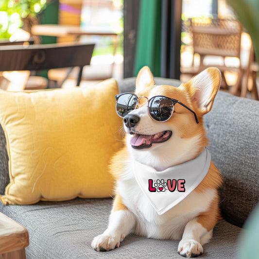 Pet Bandana Collar: Cotton Paw Print, Handmade, Small-XL Sizes; Doggie Fashionista