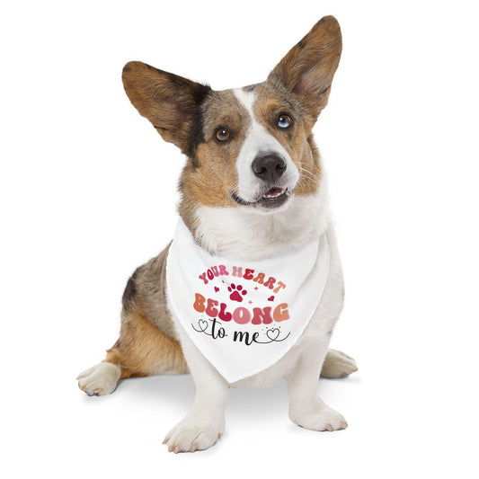 Your Heart Belongs to Me Pet Bandana Collar with Red Paw Print; dog adoption bandana
