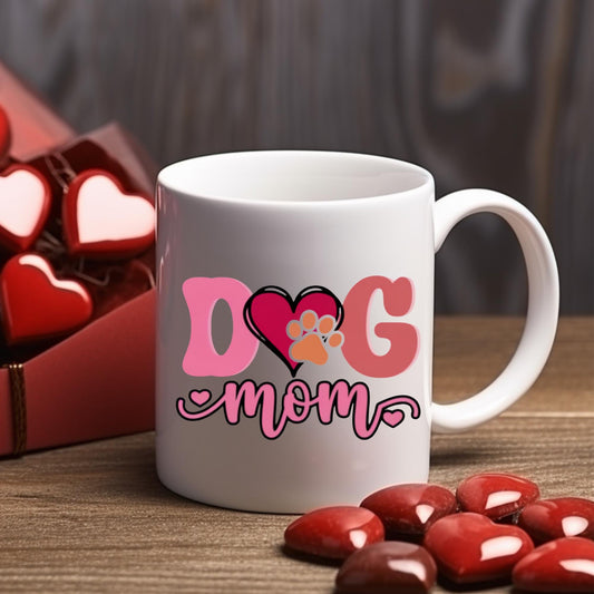 Dog Mom Paw Heart Design 11 or 15 oz  Ceramic Coffee Cup