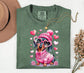 Dachshund Tee Pink Sweater: Valentine Hearts Unisex Graphic Shirt