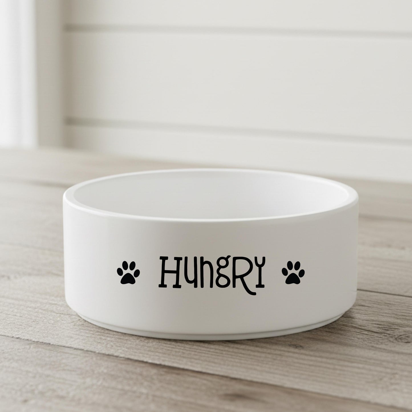 Hungry Paw Print Pet Bowl | 16 oz White Ceramic