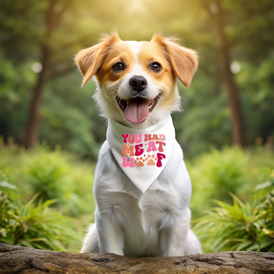 Dog Bandana Adjustable Collar: You Had Me at Woof Paw Print Design