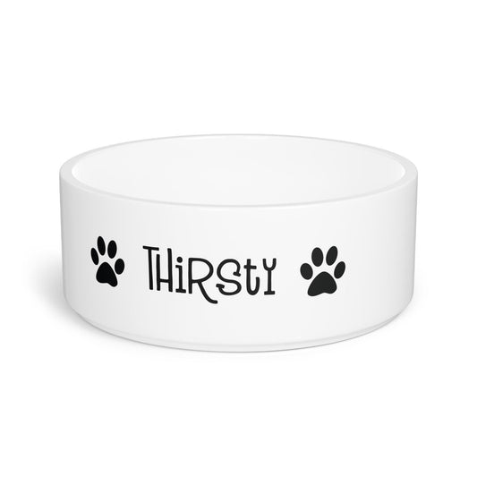 Thirsty Paw Prints Pet Bowl | Ceramic Dog Water Dish 16 oz