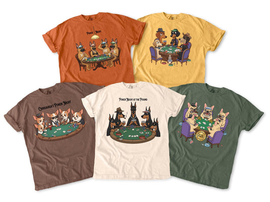 Dogs Playing Poker T-Shirt Unisex Cotton Blend Comfort Colors 1717