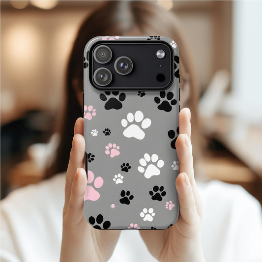Multi-Colored Paw Print Magnetic Impact-Resistant Case; Paw Prints iPhone