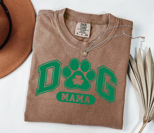 Dog Mama paw clover T-shirt | Pet Lover Tee; Gift for Dog Moms