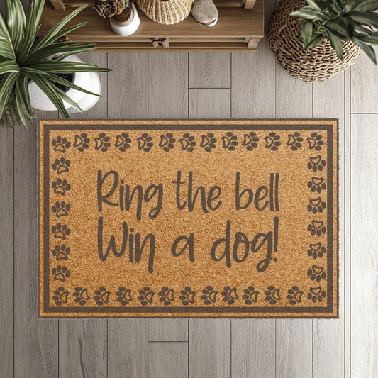 Ring the Bell Win a Dog Doormat | Paw Print Border; sturdy entry mat