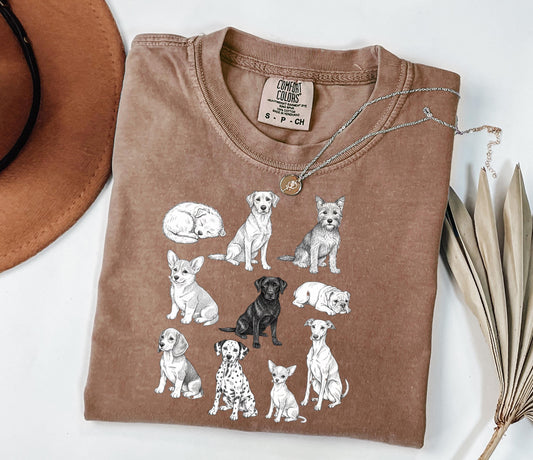 Dogs 90s Vintage Tattoo Style Tshirt, Retro Comfort Colors 1717 Dog Shirt, Dog Lovers Gift, Cute Dog shirt, Men Women Dog Tee