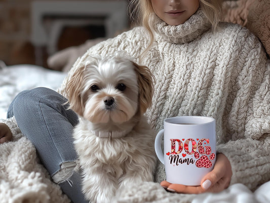 Dog Mom Paw Print Leopard Mug 11oz & 15oz; Coffee for Dog Mom