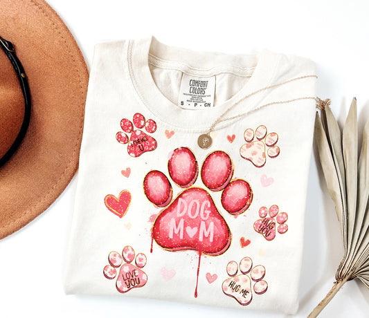 Dog Mom Heart Paw Watercolor T-shirt | Paw Print Tee; Comfort Colors 1717; Dog Lover gift