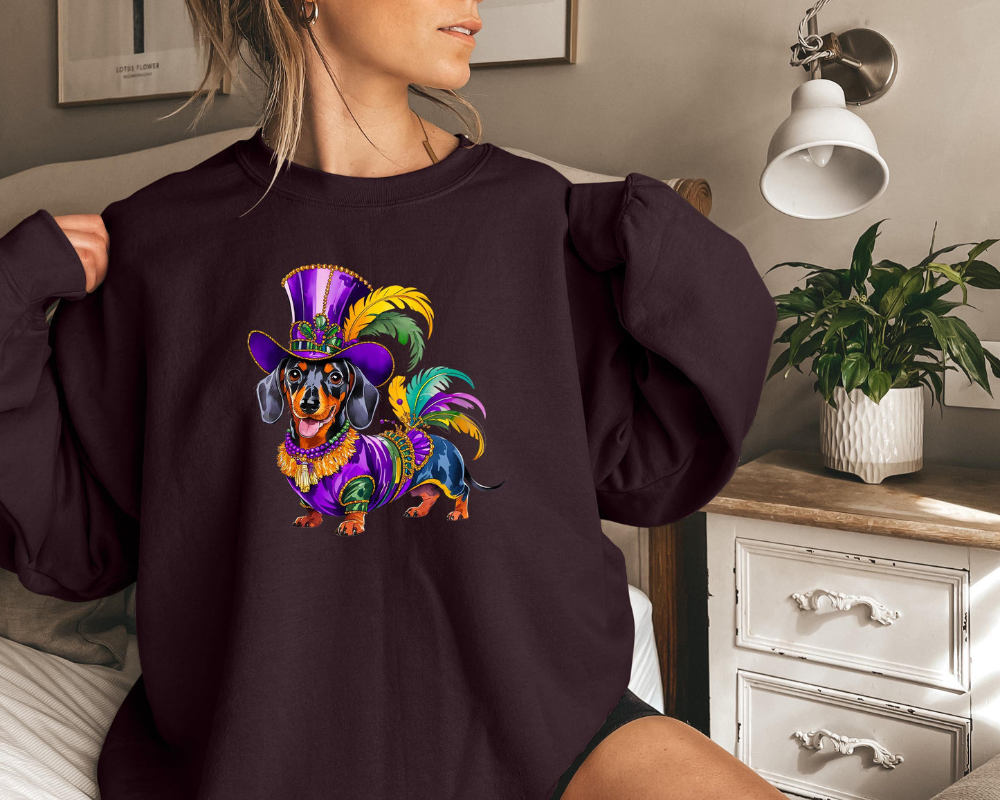 Dachshund Parade Costume Top: Cotton Blend Carnival Crewneck