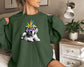 Mardi Gras Puppy Crewneck Sweatshirt | Cute Dog with Feather Mask