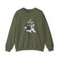 Mardi Gras Puppy Crewneck Sweatshirt | Cute Dog with Feather Mask