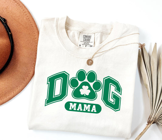 Dog Mama paw clover T-shirt | Pet Lover Tee; Gift for Dog Moms