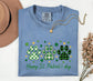 Dog Paw Prints St. Patrick's Day T-shirt | Shamrock Paw Print St Patrick Tee; Lucky Paw Print