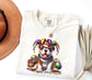 Mardi Gras Bulldog Puppy T-Shirt | Jester Hat Beads Carnival Tee; Dog Lover Tee