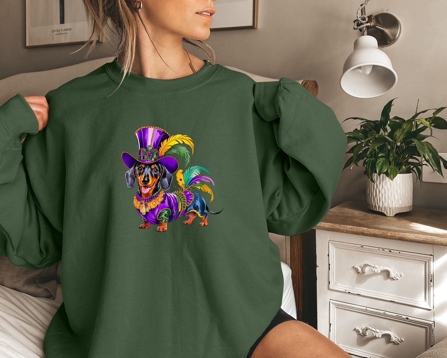 Dachshund Parade Costume Top: Cotton Blend Carnival Crewneck