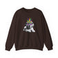 Mardi Gras Puppy Crewneck Sweatshirt | Cute Dog with Feather Mask